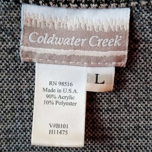 Vintage Coldwater Creek Black Brown Houndstooth Long Duster - Picture 6 of 10